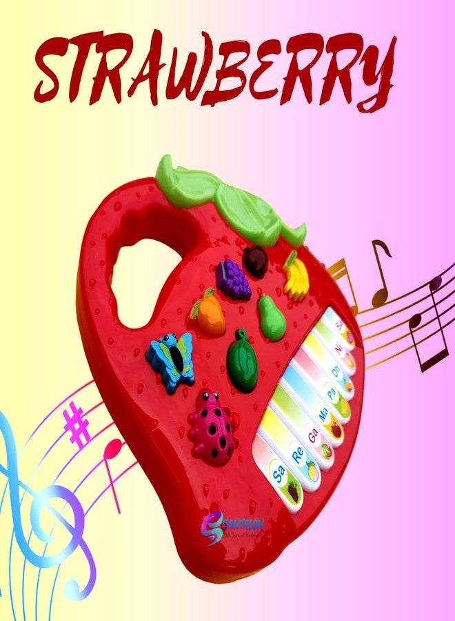 GoldiMec Musical Piano for Kids - Fruit Keyboard Musical Toys - Piano Fruit Keyboard, Sound & English Learning Toys for Kids , Electronic Fruit Piano Keyboard Toy ,Strawberry (Red) - Image 2